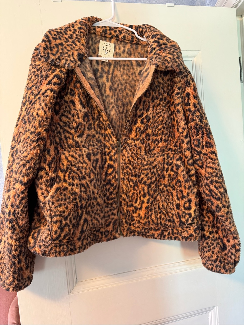 Billabong Women’s Leopard Sherpa Jacket - Brown, Black